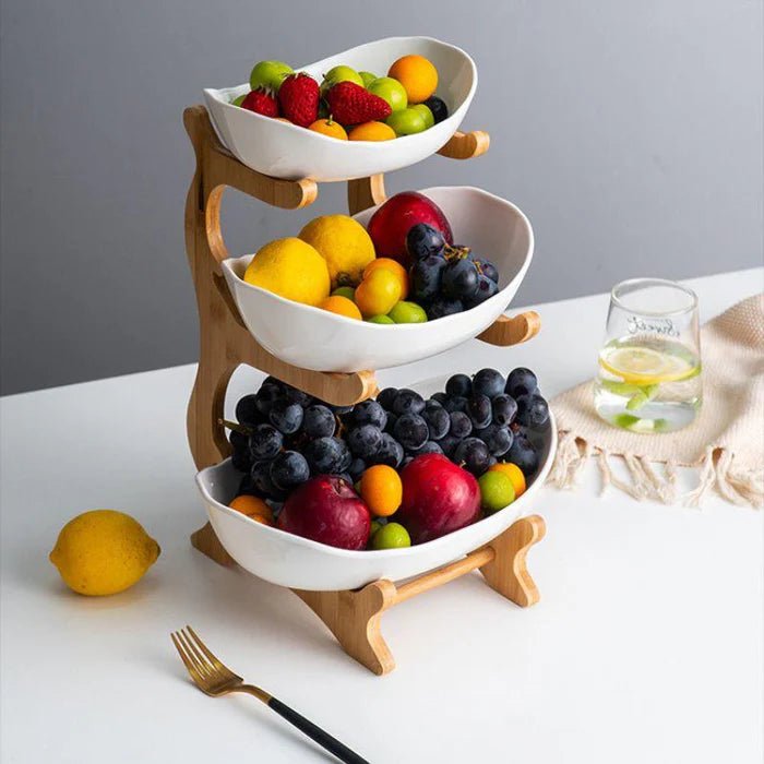 Fruteira de Mesa Moderna em Bambu