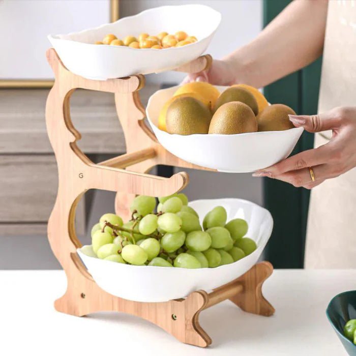 Fruteira de Mesa Moderna em Bambu