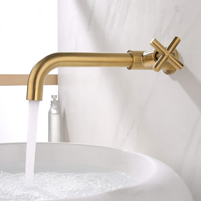 Torneira de Parede para Banheiro e Lavabo em Aço Inoxidável