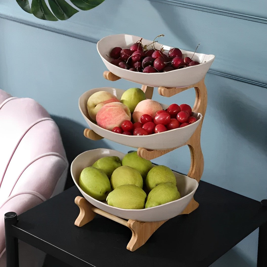Fruteira de Mesa Moderna em Bambu